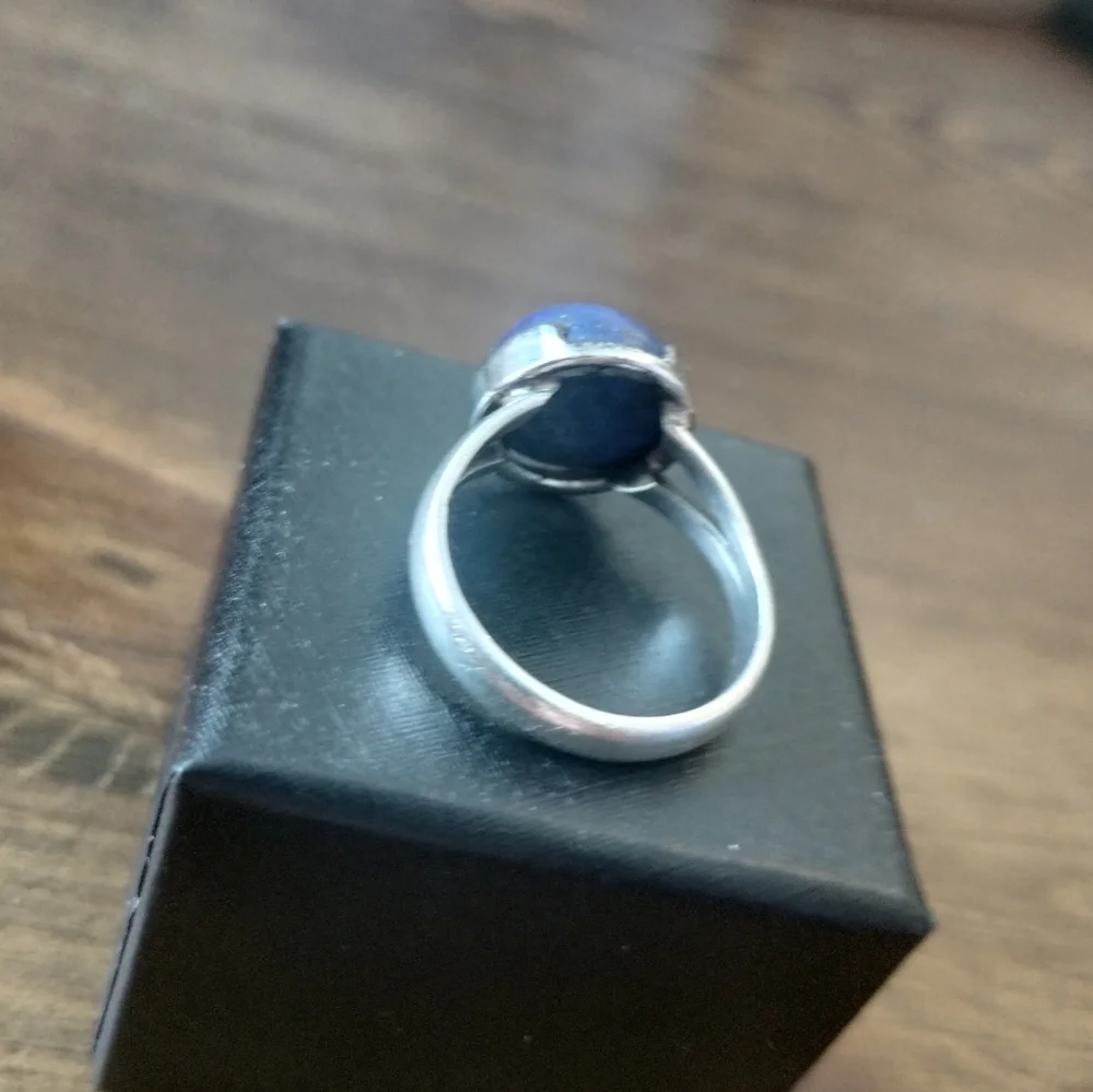 Vintage Sterling Native American Lapis Lazuli Large Cabochon Ring